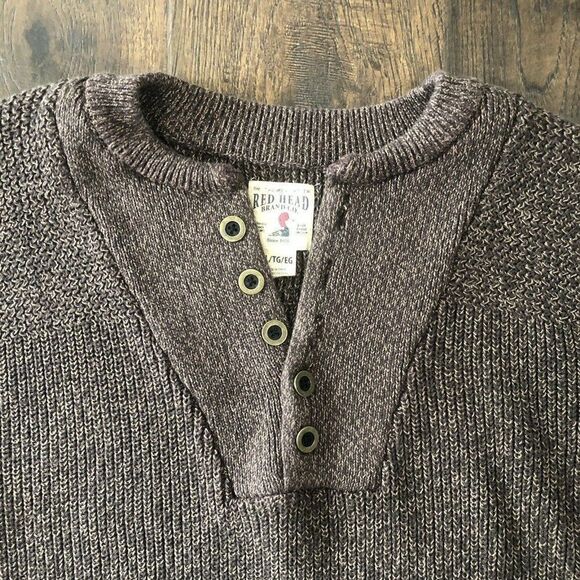 Red Head Men’s Size‎ XXL 100% Cotton Knit Button Sweater Heather Brown Grandpa - Picture 3 of 12
